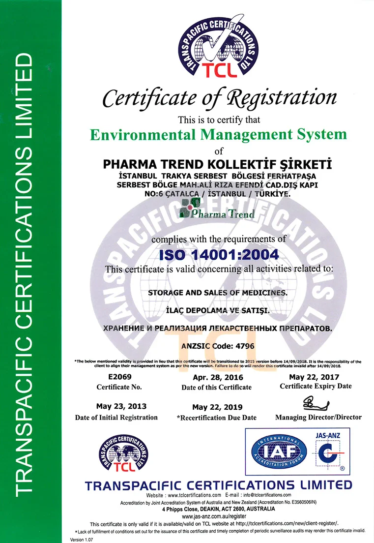 Pharma Trend ISO 4001:2004